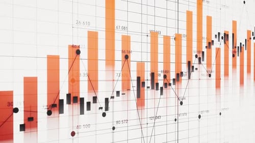 Animated Financial Growth Bar Graph with Line Chart Data Statistics