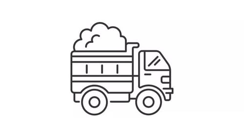 Minimalist Line Art Animation of a Moving Dump Truck