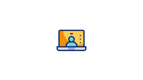 Animated Flat Design Laptop Icon for Online Meetings