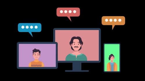 Stock animation video of the concept of a video conference call with an alpha channel