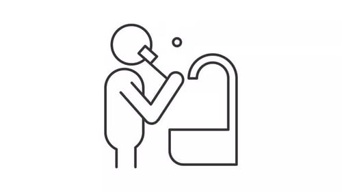 Minimalist Animated Icon of Person Brushing Teeth