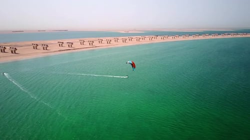 Aerial view Kite Surfing