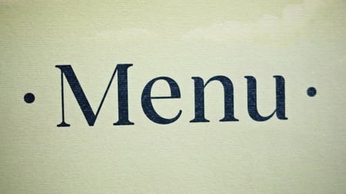 Menu headline writing on a page