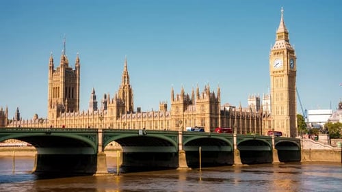 Timelapse do icônico marco icônico do Big Ben ao pôr do sol em Londres