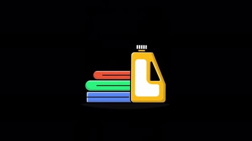 Animated Laundry Detergent and Folded Towels Icon