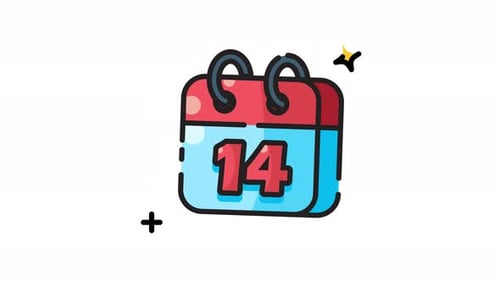Animated Decorative Calendar Icon with Number 14