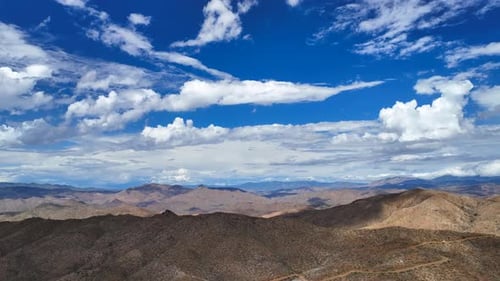 Aerial view of desert mountains, United States.