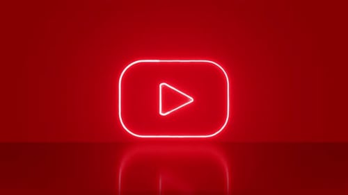 Glowing Neon Red Play Button Reveal Animation