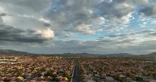 Aerial View of Road Through Suburban Neighborhood