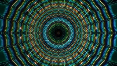 Futuristic Glowing Geometric Tunnel Loop