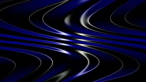 Abstract Wavy Blue and Black Shimmering Lines Background Loop