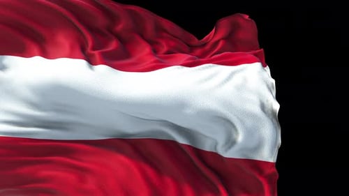 Realistic Red and White Waving Flag Loop Animation