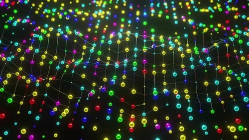 Colorful Mesh With Glowing Nodes Rotating Technology Futuristic Abstract Background 3d render