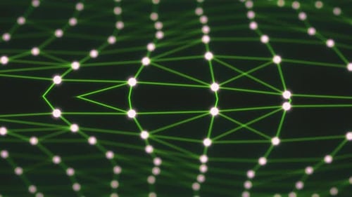 Dynamic Abstract Network with Glowing Green Data Connections