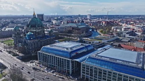 Aerial view revealing Berlin city center , Germany