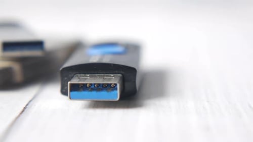 USB Flash Drive on White Background Close Up