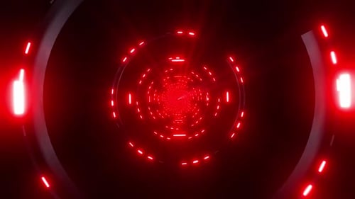 Dynamischer roter Tunnel mit leuchtenden Lichtern, abstrakter Bewegungshintergrund