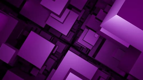 ump in geometric space of stream of squares. Tunnel of stream of 3d squares on black background.