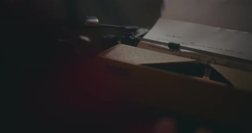 Antique Typewriter with Blank Paper Close Up