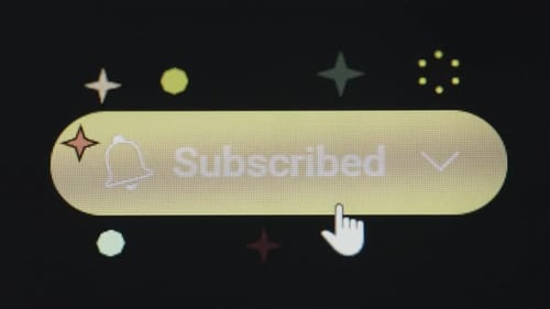 Clicking subscribe button showing festive fireworks on black screen