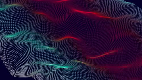 Abstract looping colorful energy waves from futuristic hi-tech.Abstract particles glowing background