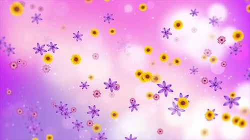 Colorful Blurred Particle With Flower Background Loop V3