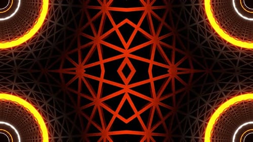 Orange And White Neon Light Grate Kaleidoscope Background Vj Loop In 4K