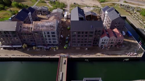 Sitio de construcción de apartamentos junto al puerto en Dinamarca