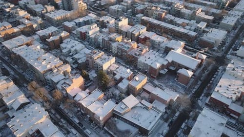Aerial view of a snow covered Brooklyn
