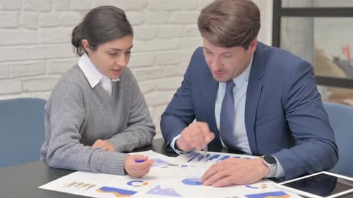 Business People Doing Paperwork in Office, Indian Businesswoman
