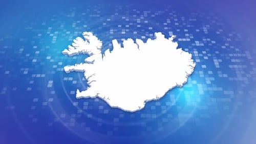 Digital Iceland Map Outline Reveal Animation