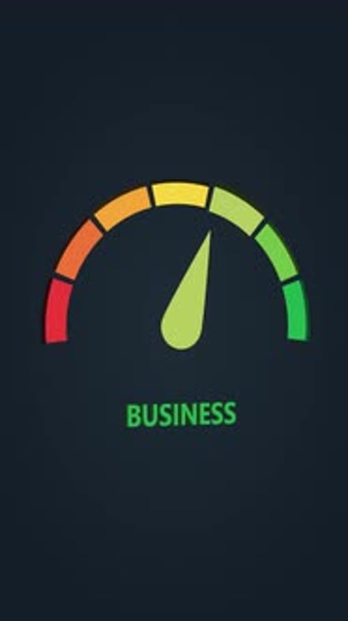 Virtical Video of Business Gauge Meter Going Up Animation