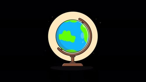 Earth Globe. Study Object Animation Video - Transparent