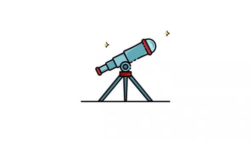 Animated Flat Design Telescope for Science and Space Exploration