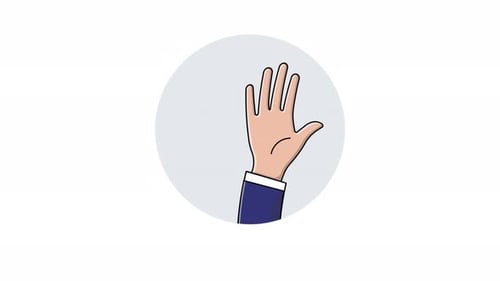 Minimalist Cartoon Hand Waving Icon Animation