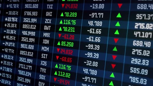 Stock Market Graph Table on Screen