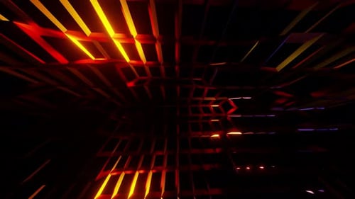 Crystalized Tunnel With Orange Lines And Blue Light Vj Loop Rotated Background