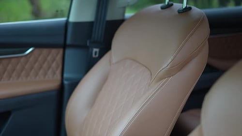 Car Interior Featuring Tan Leather Seats