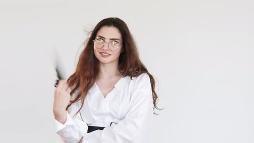 Office Affair Sensual Beauty Shy Woman Flirting