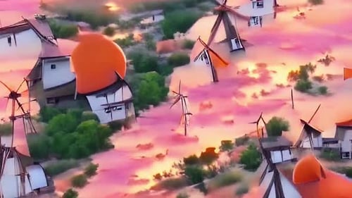 Windmill Town Animation Background Video