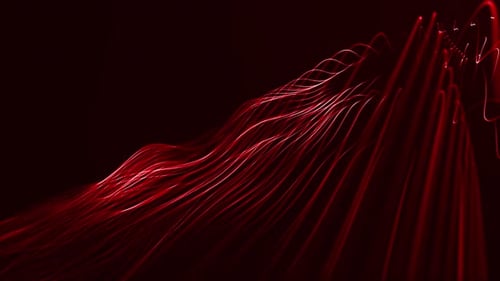 Abstract Red Glowing Fluid Lines Dynamic Motion Background