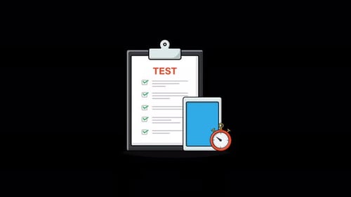 Animated Flat Design Checklist and Tablet with Stopwatch