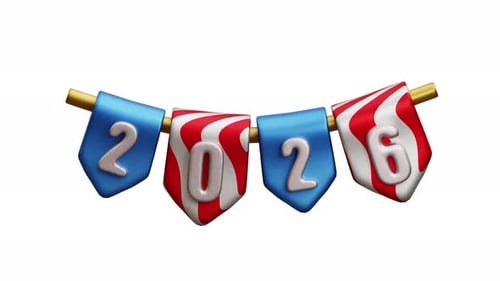 Animated 3D 2026 Celebration Pennant Banner