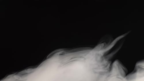 Abstract White Smoke Rising on Black Background