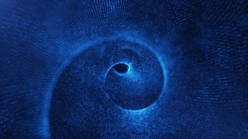Futuristic Blue Digital Particle Vortex Abstract Background Loop