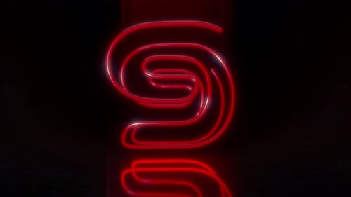 Colorful Neon Digit 9 Loop Animation.