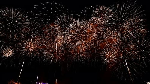 Watch As a Collection of Fireworks Illuminate the Dark Night Sky with a Dazzling Array of Colors and