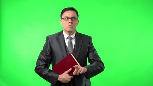 Angry Male Teacher Scolding the Students on Chromakey