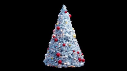 Decorated Christmas Tree with Twinkling Lights