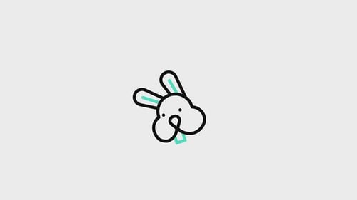 Minimalist Animated Rabbit Head Line Drawing